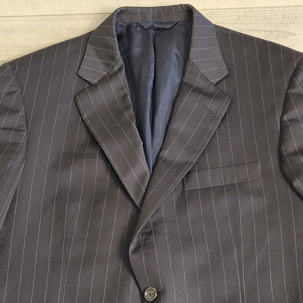 🧥Burberry London Blazer Mens 41 S Navy Pinstripe 100% Wool Suit Jacket USA